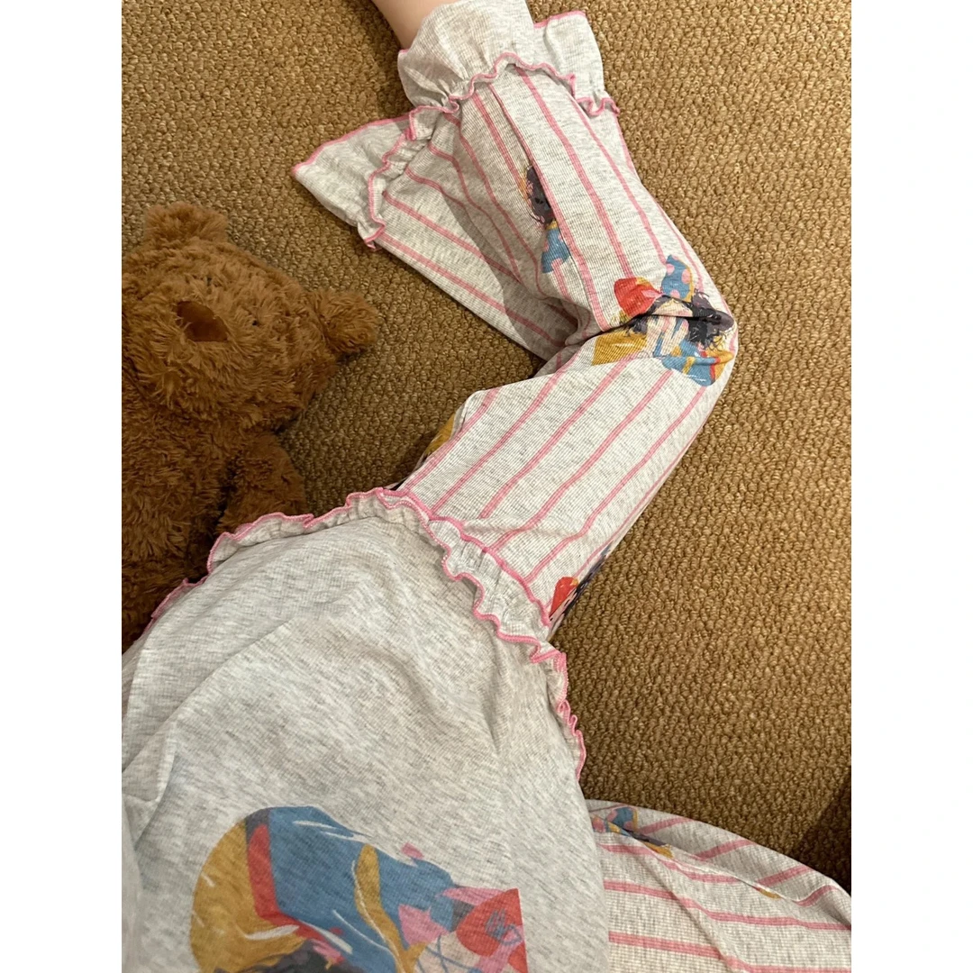 【甜美风女孩】韩版少女卡通短袖睡衣女夏季大码套装新款宽松家居服