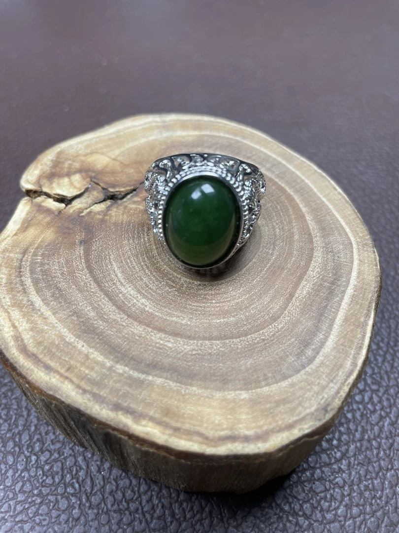 【抖音官方质检】纯天然和田玉碧玉戒指XQ60025(多样性拍一发一）