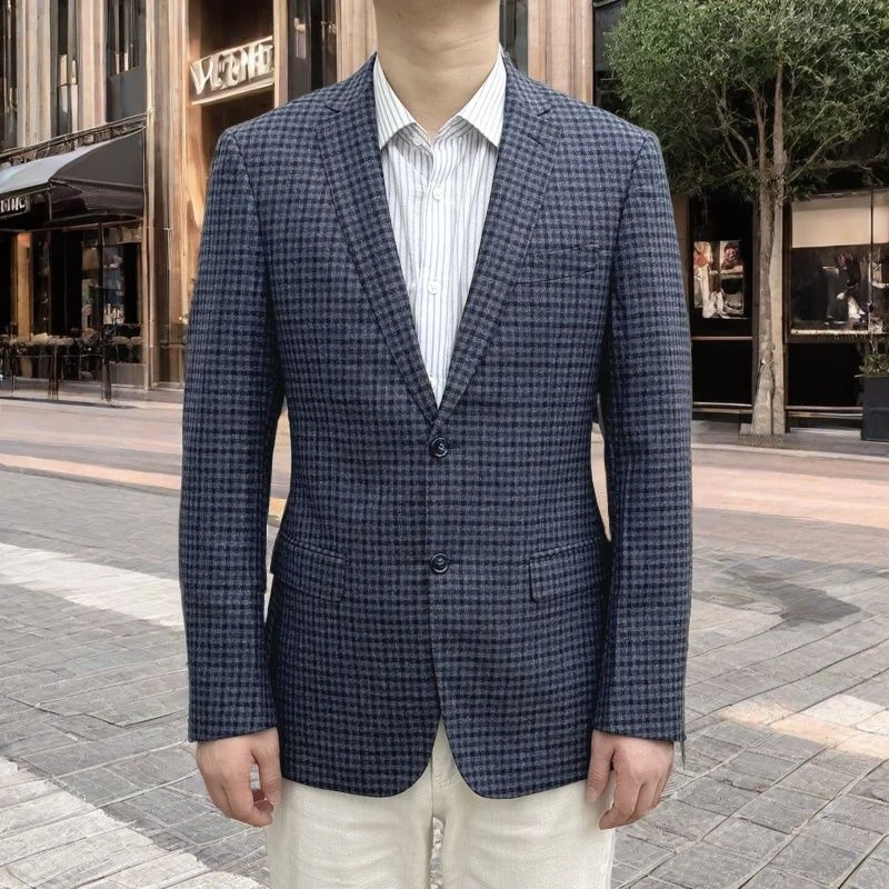 880323羊毛100%2025年新款秋冬西服二粒扣修身羊毛单西男休闲