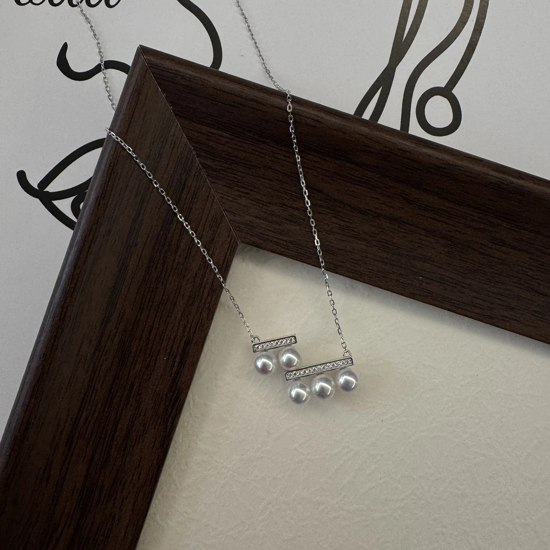 【珠纪儿】淡水珍珠平衡木设计款5.5-6mm珍珠吊坠 S925银