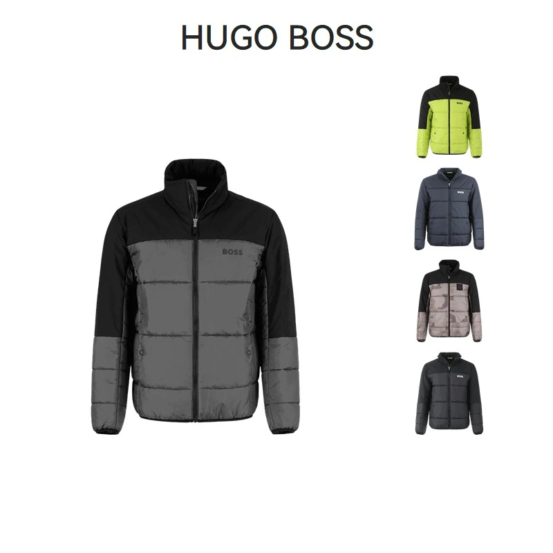 Hugo Boss雨果博斯 男士徽标胶印薄款防泼水立领夹棉棉服50497559