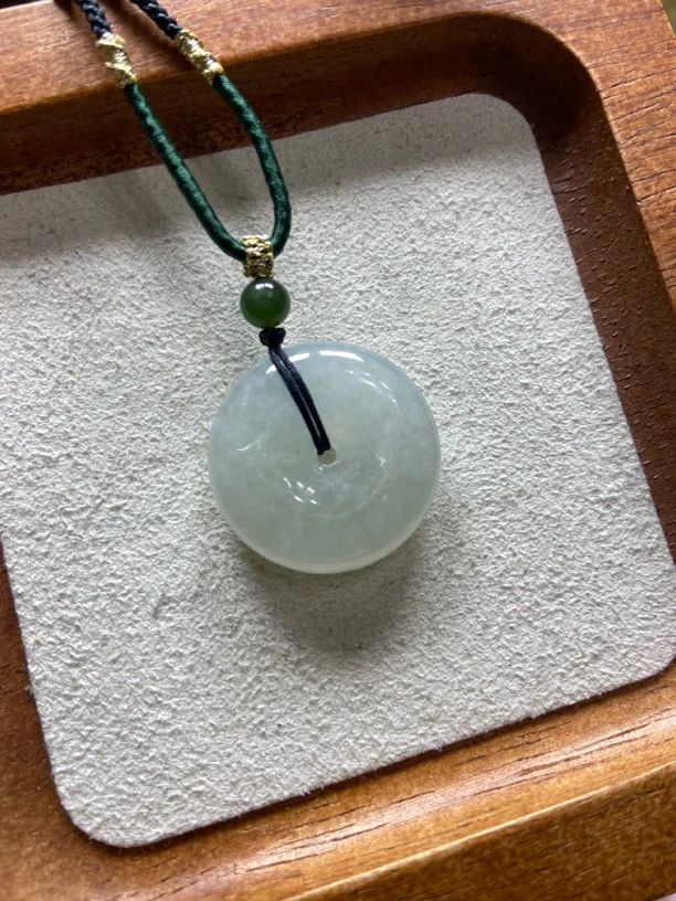 23.6*5.6mm天然A货翡翠平安扣吊坠，冰透水润