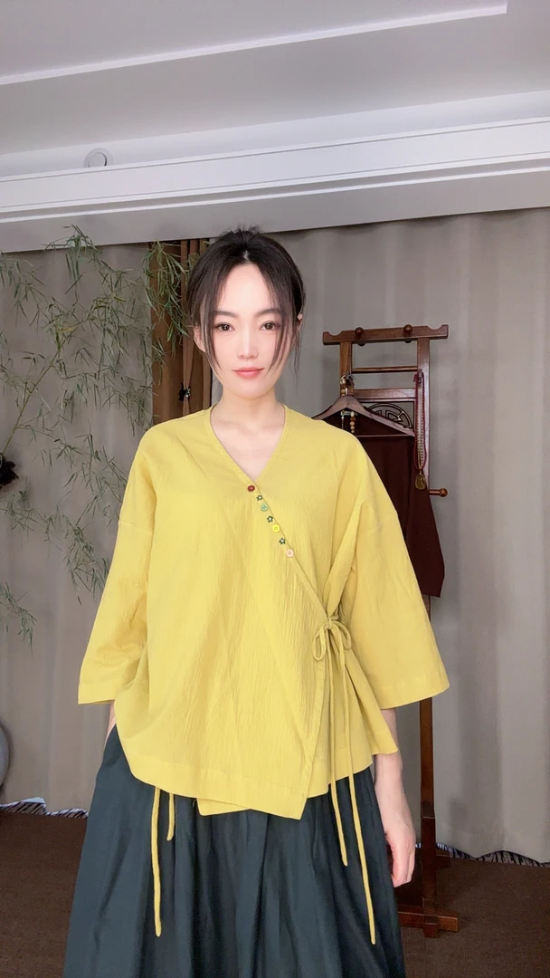 [理]中国风佛系禅意斜襟系带棉麻上衣女款打坐禅服