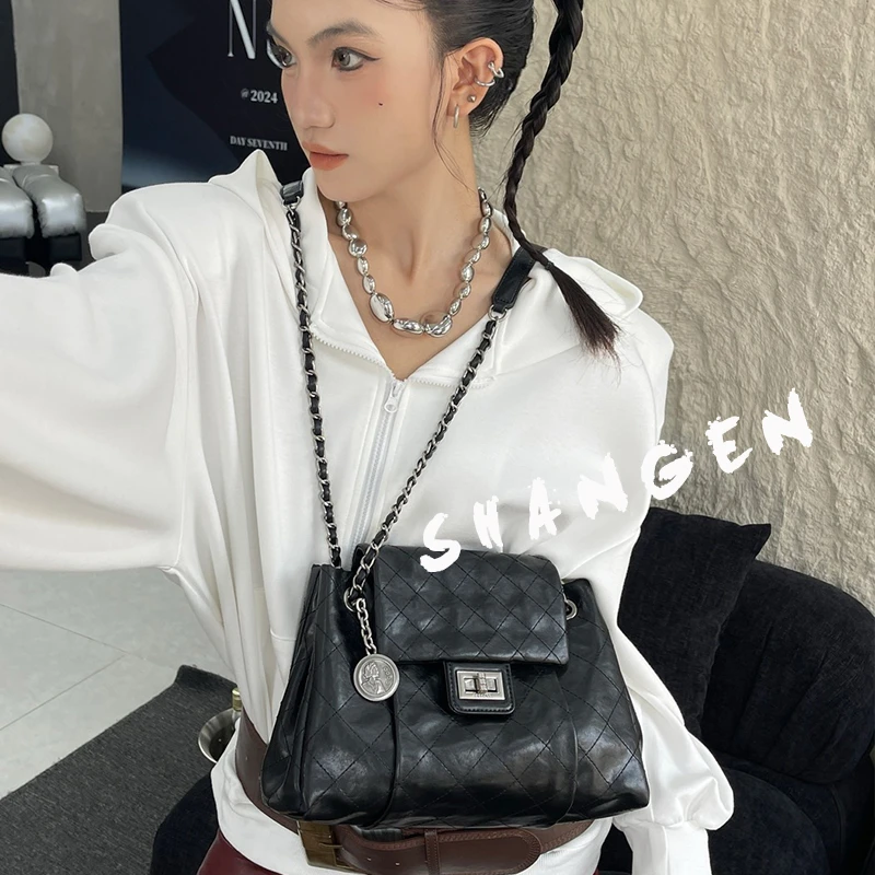 【尚恩CC】ZT-D7055-游牧黑-【小】30*10*19轻奢时尚女士单肩斜跨包