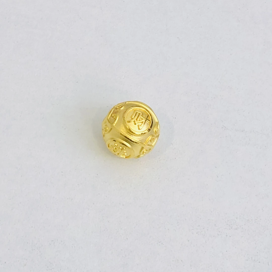 萃华足金卡14金珠吊坠3D硬金工艺
