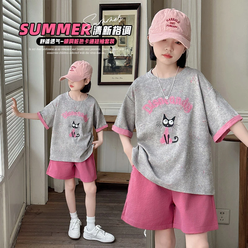 套装儿童韩版夏季卡通动漫女童中大童