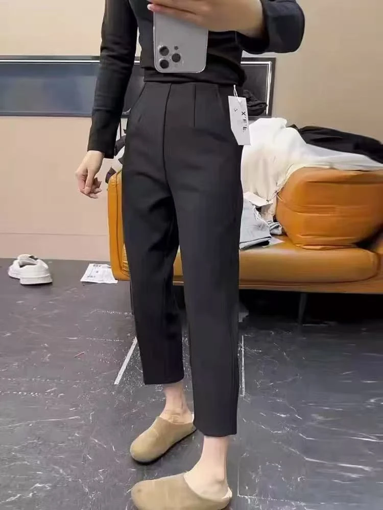 潘老板大码时尚简约西裤八分裤烟管裤7903