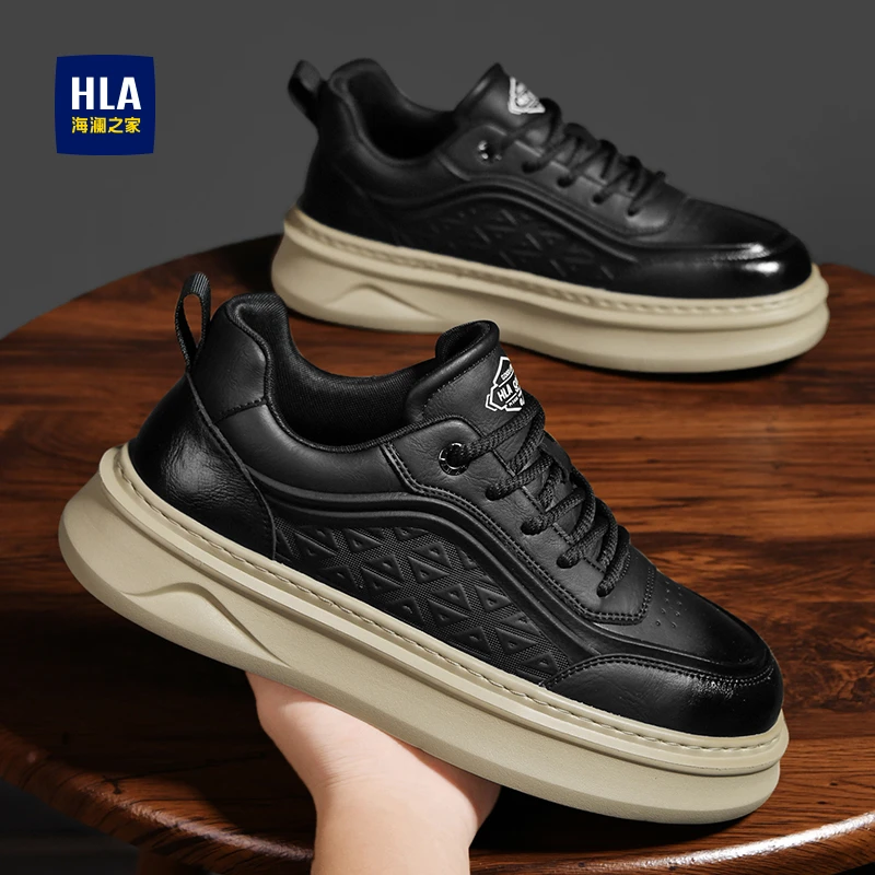 HLA/海澜之家2025新款男士春季休闲运动潮流百搭厚底潮流板鞋男款