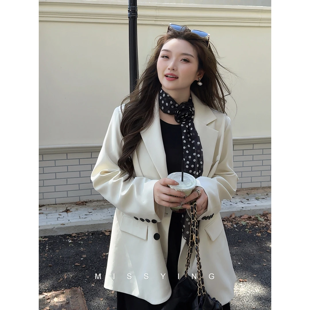 应小姐【宴春台】微胖大码秋季韩系时尚气质休闲显瘦西装宽松西装