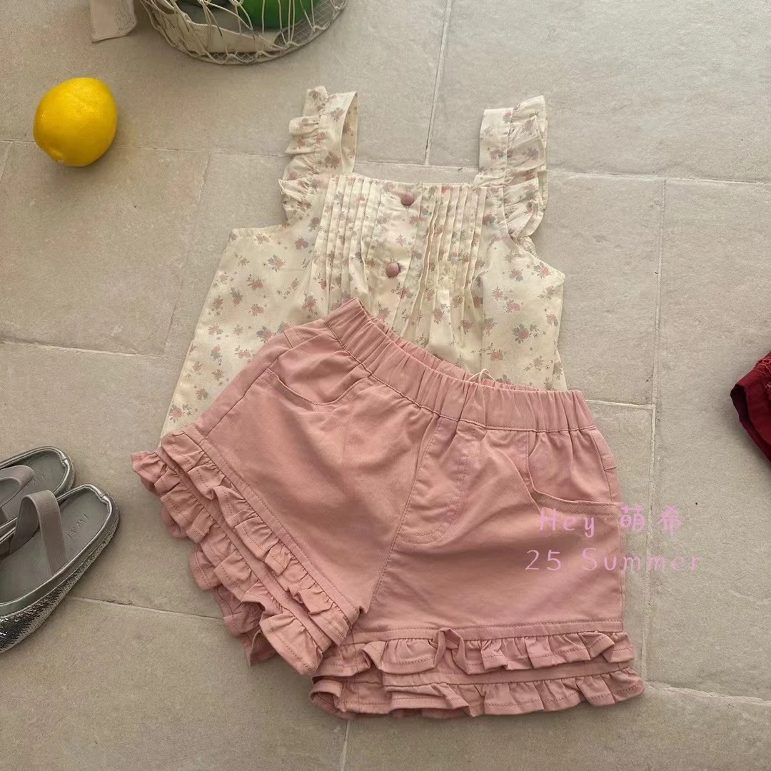 女童粉色花边休闲短裤（MX-K612-夏A）