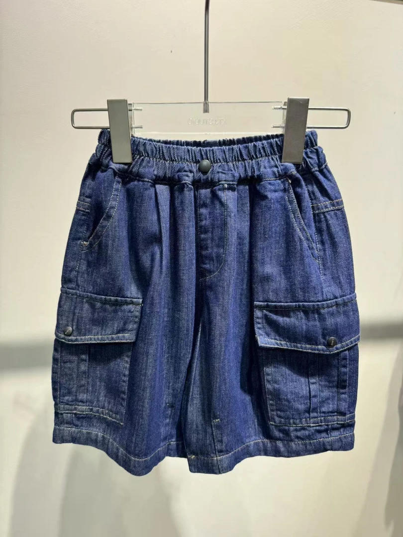 XTJ STUDIO童装 设计师款 Z小童 侧边大口袋工装牛仔短裤 新品