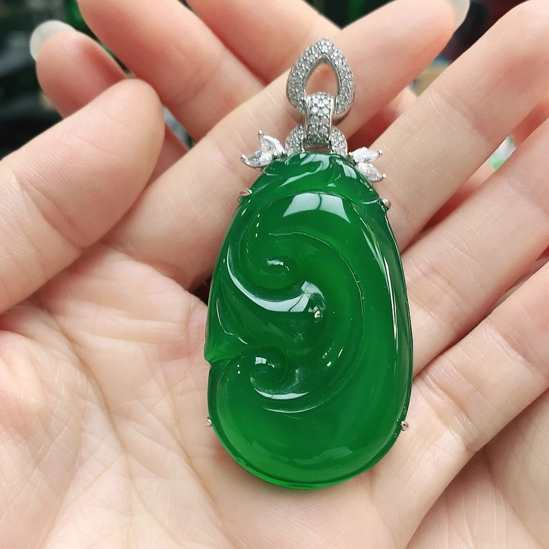 玛瑙/玉髓吊坠银S925镶嵌