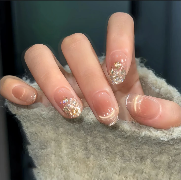 【塞纳黄昏】纯欲 优雅温柔爆闪猫眼款 任敏同款 纯手工 显白穿戴甲