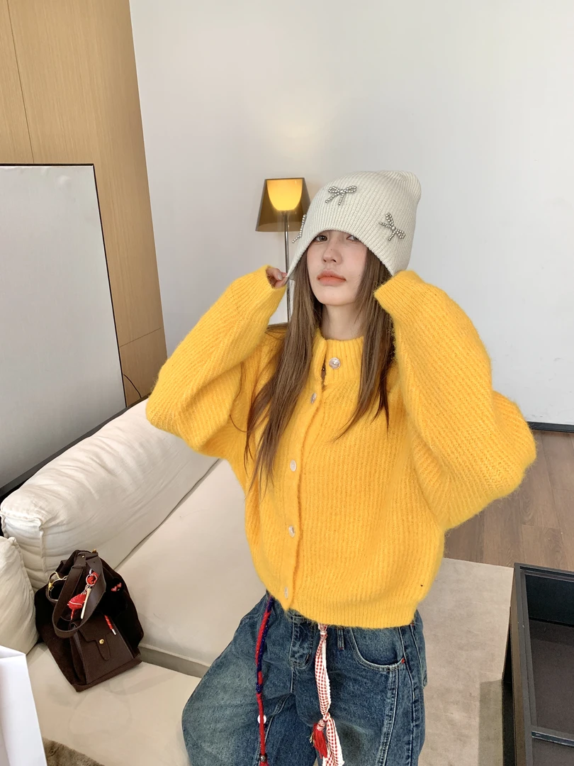 【云朵毛衣】法式温柔软糯立领毛衣ins百搭纯色浪漫针织开衫ZYT8888