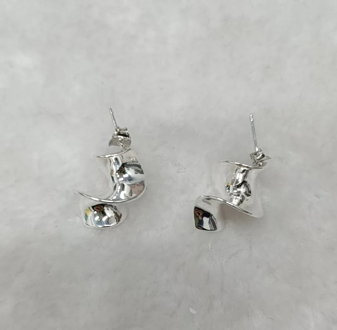 925银耳饰 0121-003绫耳钉 新款时尚个性小众简约气质款纯银耳钉