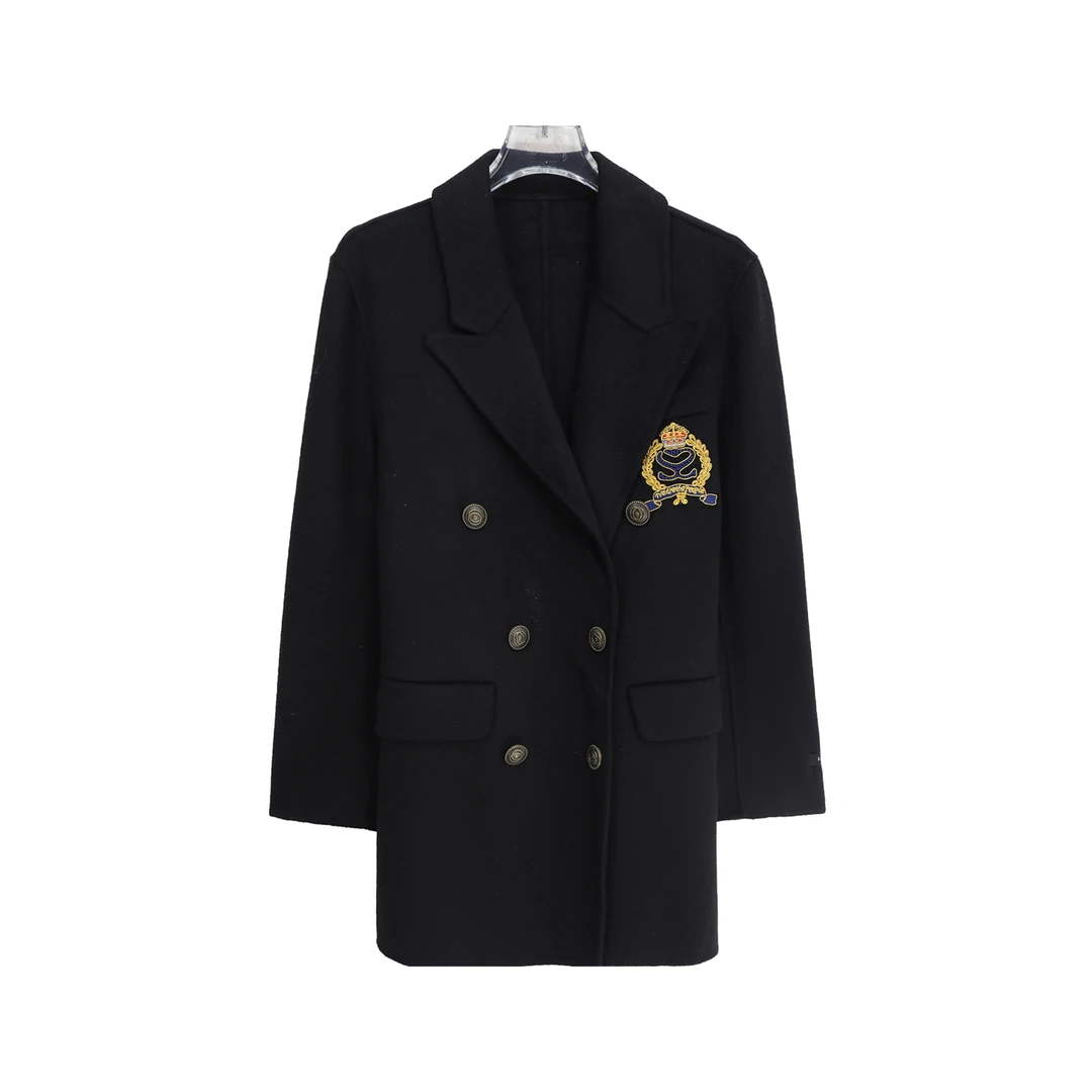 新款学院风韩系设计感西装毛呢外套S4460