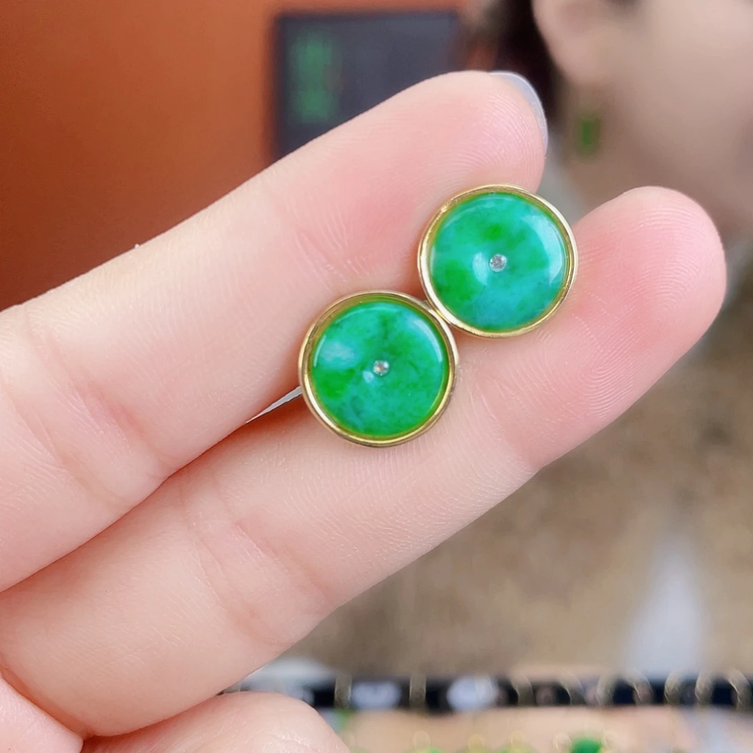 翡翠银S925镶嵌耳饰