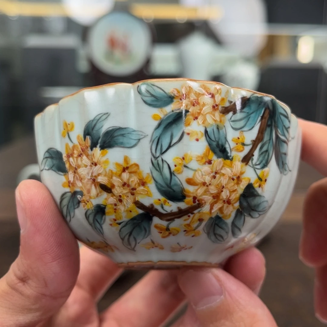 青澹墨雅菊瓣杯桂花
