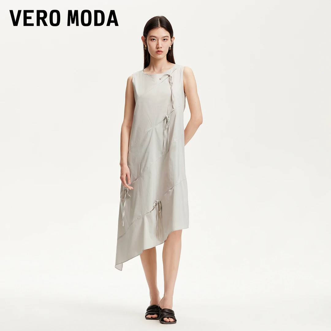 Vero Moda连衣裙女2025夏日穿搭圆领蝴蝶结设计连衣裙32527A017