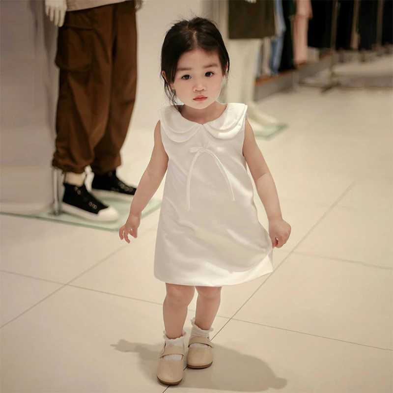 辰辰妈【断码】女童无袖娃娃领连衣裙夏装2025新款法式小香风公主