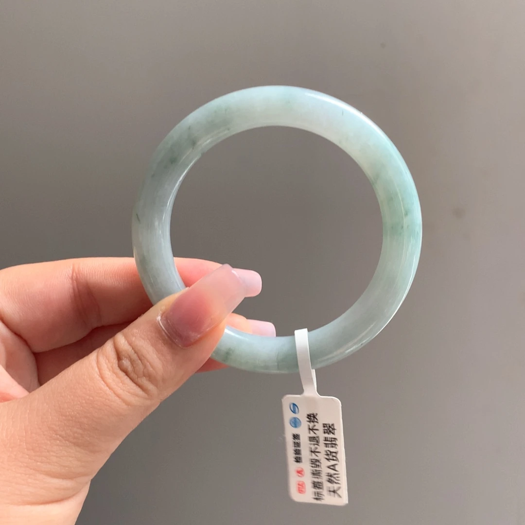 翡翠手镯未镶嵌23 51雾霾蓝绿圆条