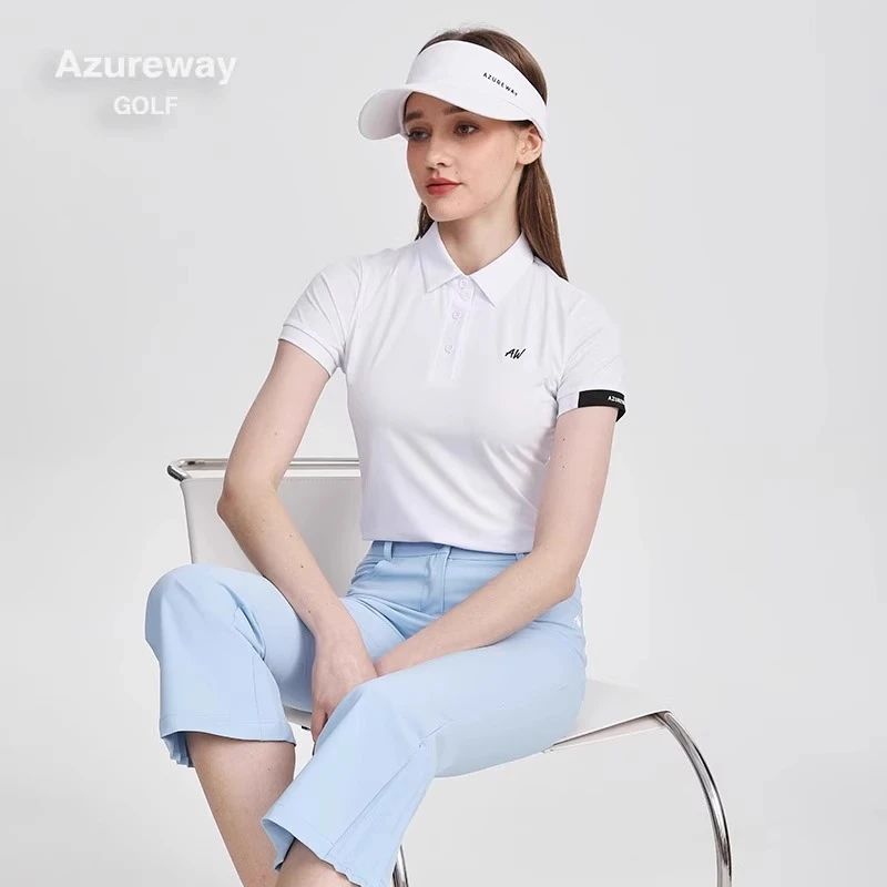 女生高尔夫短袖夏季速干透气显瘦Polo衫女装夏季短款收腰短袖T恤