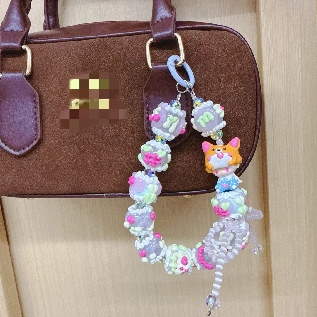 C1 正版手绘萌粒链改娃捏捏珠包挂手机链
