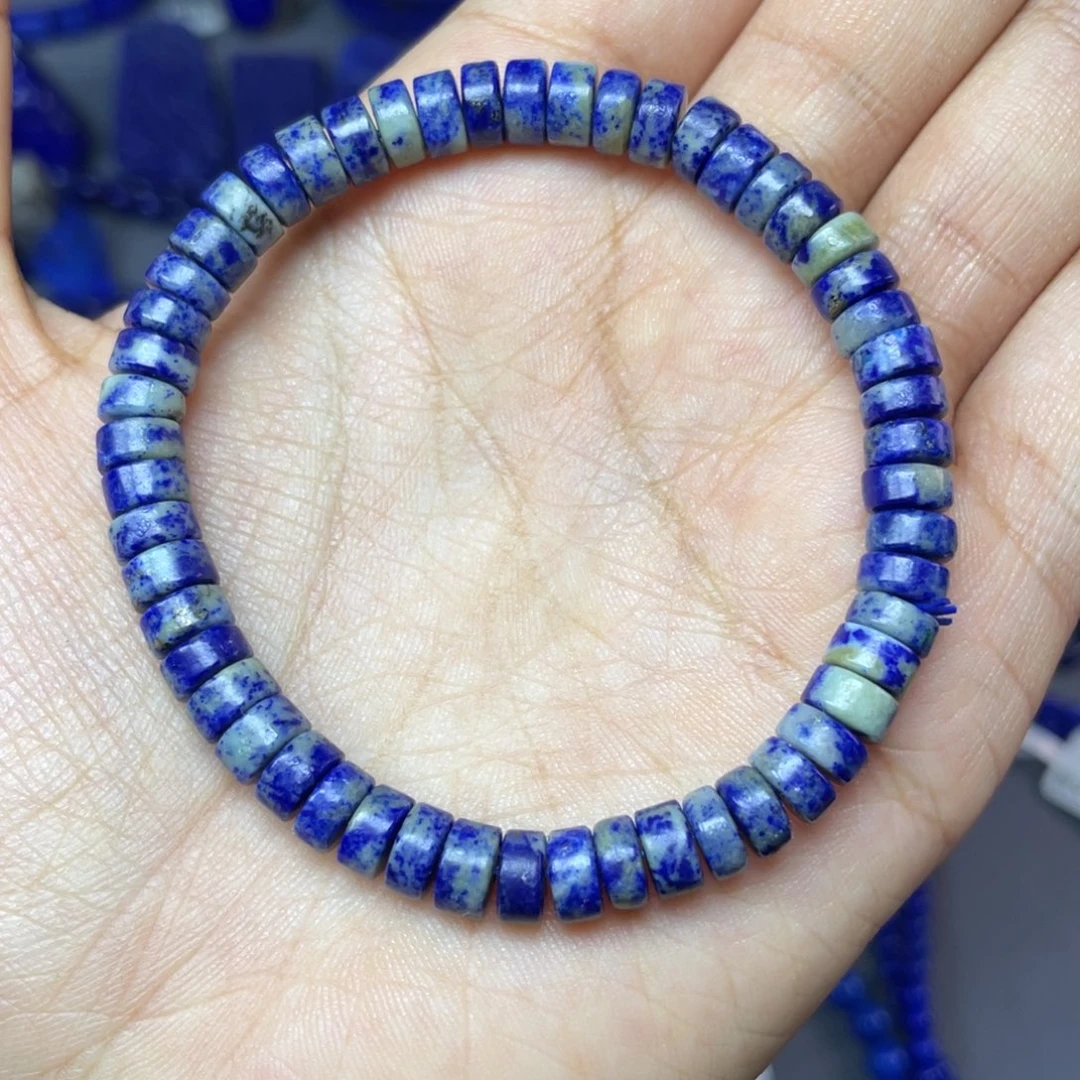 青金石未镶嵌6×3mm直切药片手串