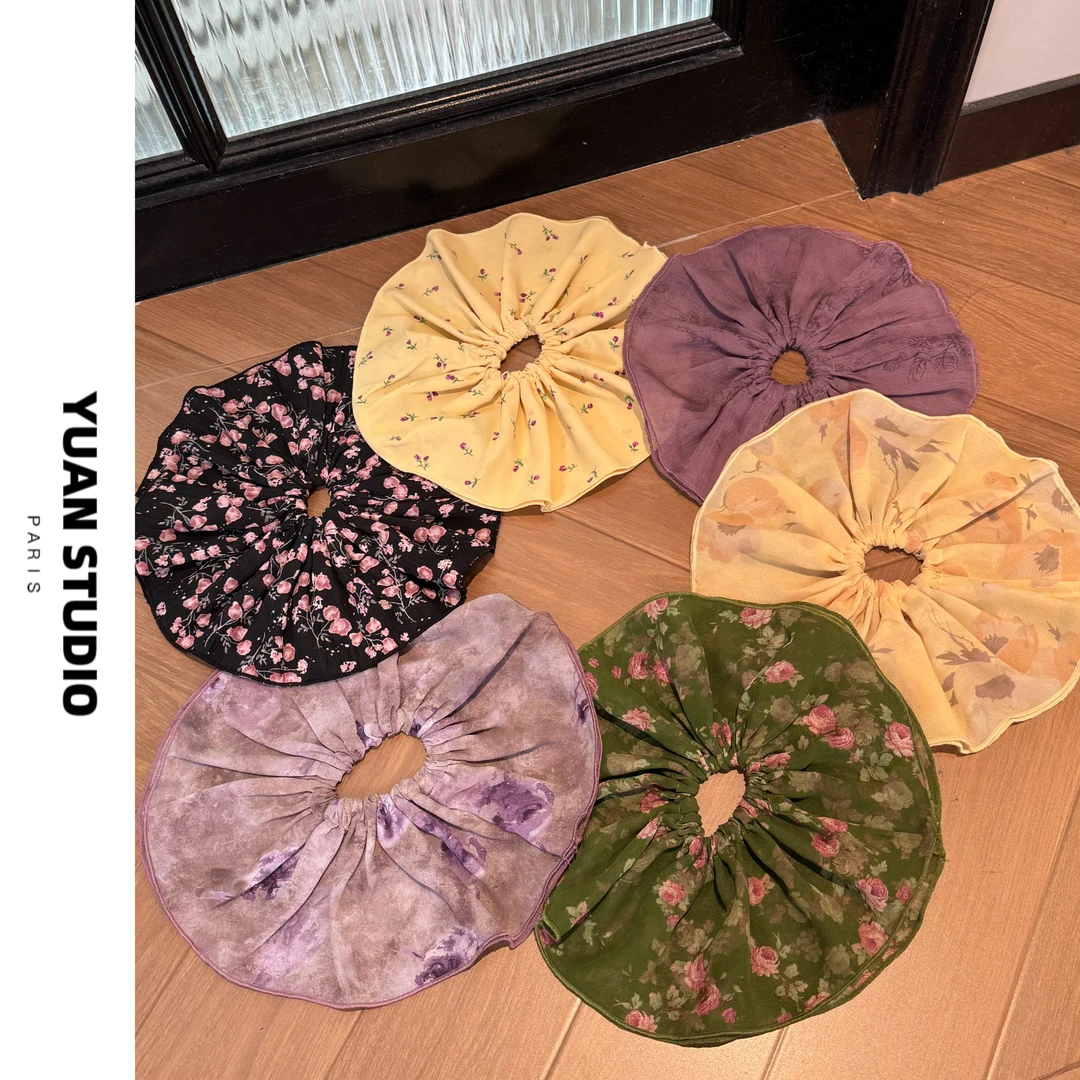 【YUAN】气质百搭双绉碎花大肠发圈头花丸子头发绳发饰