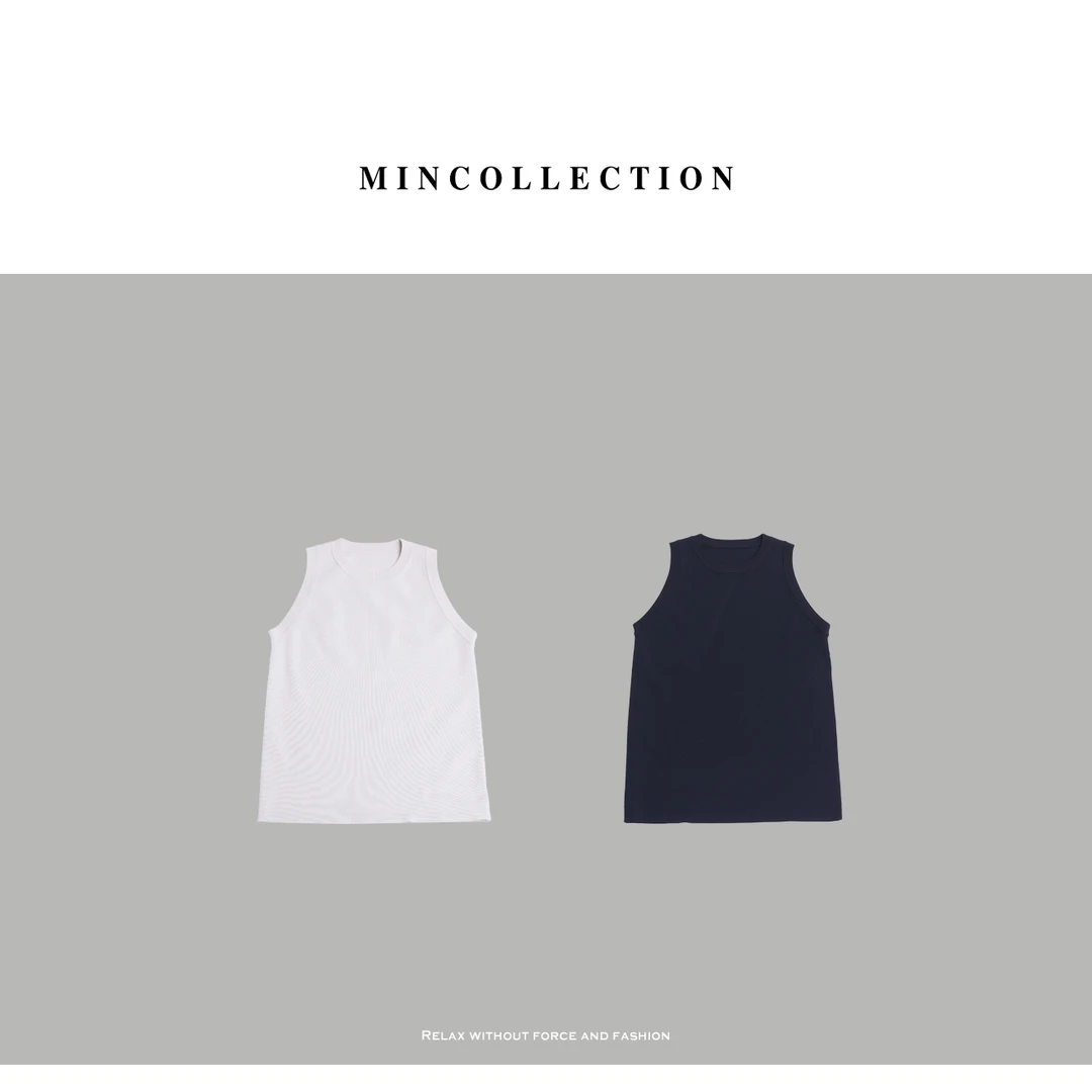 DE Mincollection针织背心/强捻双曲冰麻修身针织工字背心52488