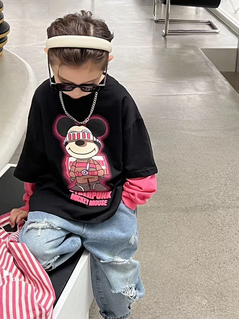 503177 韩版优选男童女童休闲舒适洋气日常百搭假两件卫衣