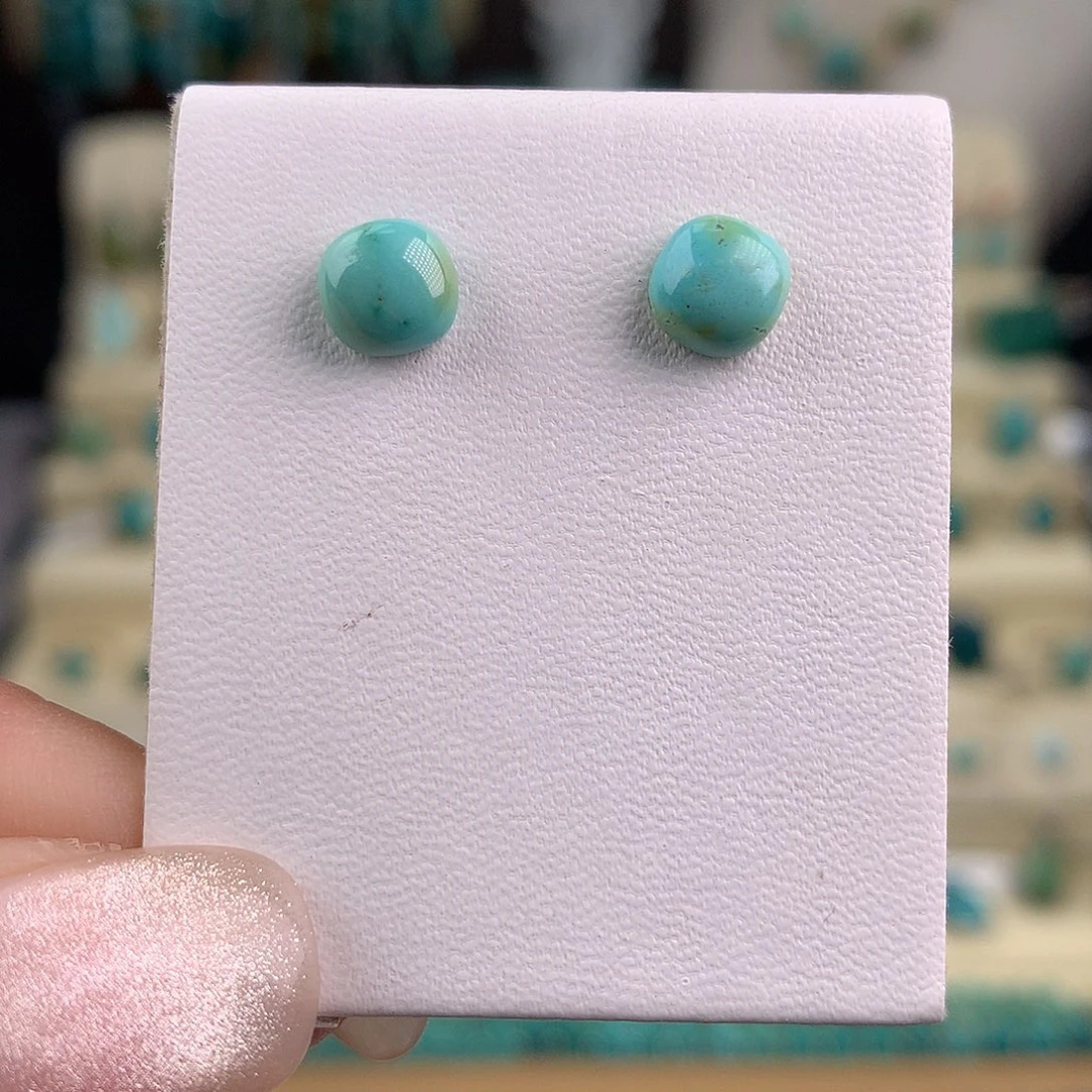 绿松石银S925镶嵌耳饰