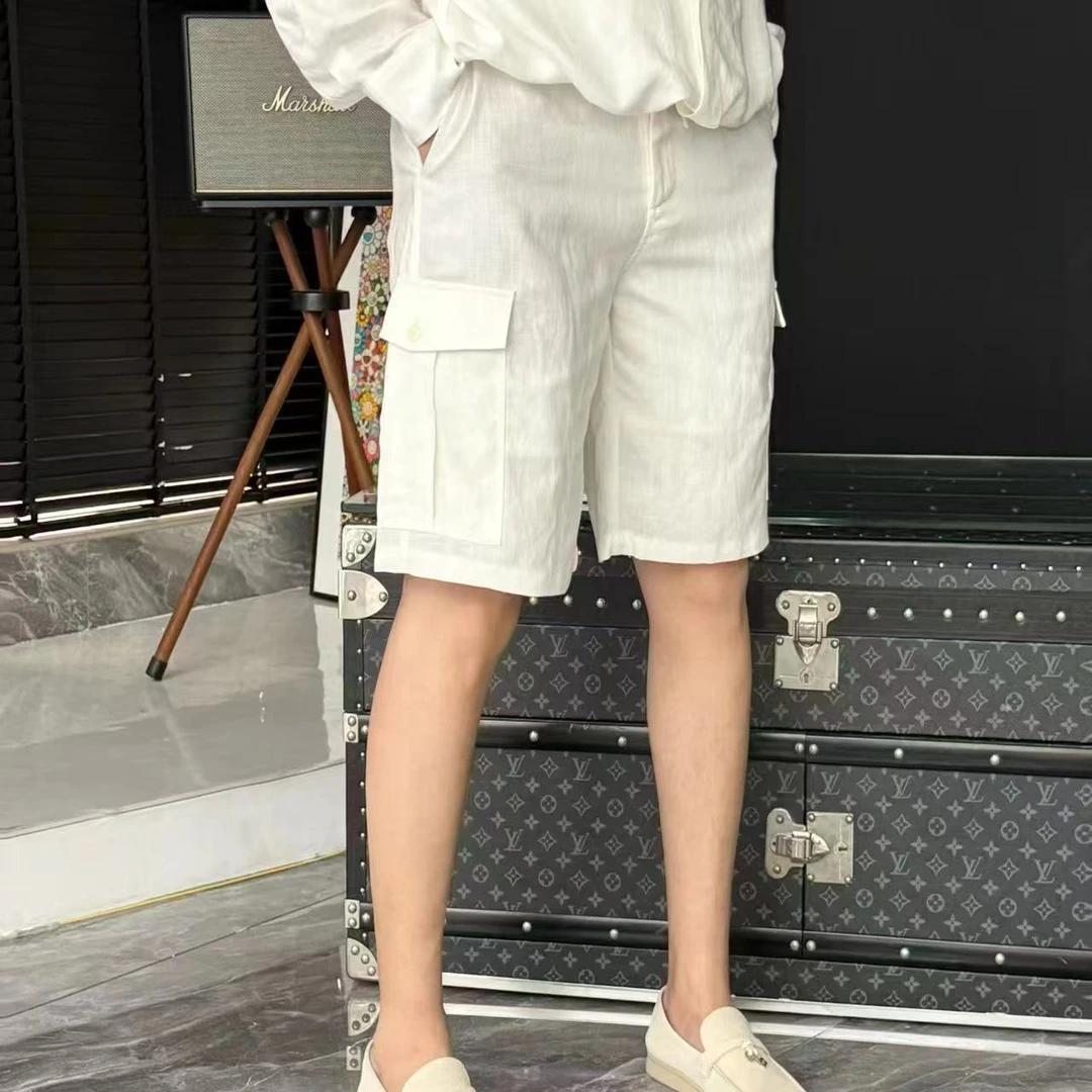 古帝特尼出品春夏新款亚麻混织不扎肉潮流男士工装休闲短裤YL-003