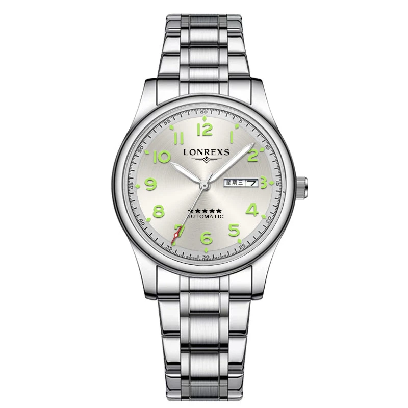 全新未使用/ LONREXS/灰面五星上将/表径41mm/男士经典全自动腕表