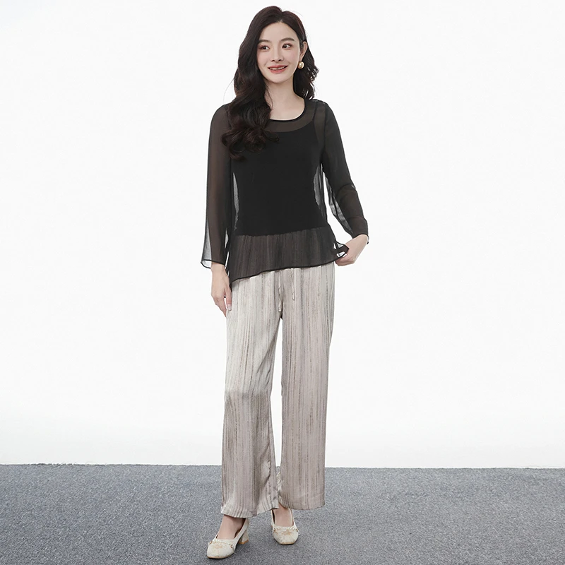 G102宽松舒适上衣+吊带+长裤三件套装女2025春51MW0U0005