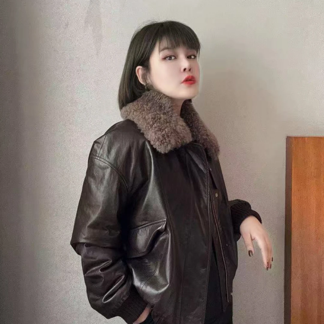 山羊绒领皮衣外套(no退换)