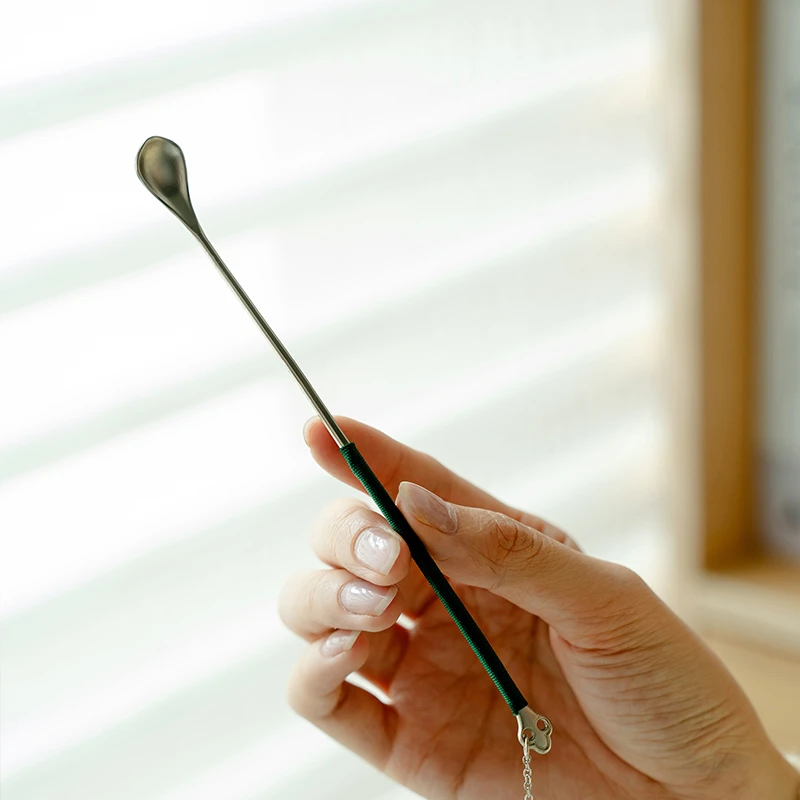 德白直播专属 流苏扎绳茶拨绿色