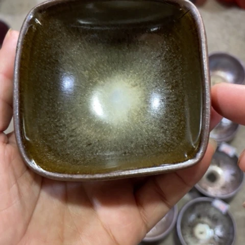 茶盏建阳建盏微瑕四方杯