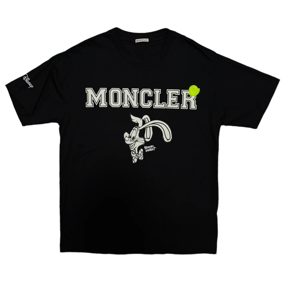 99新 MONCLER 黑色字母印花图案橡胶logo短袖M码