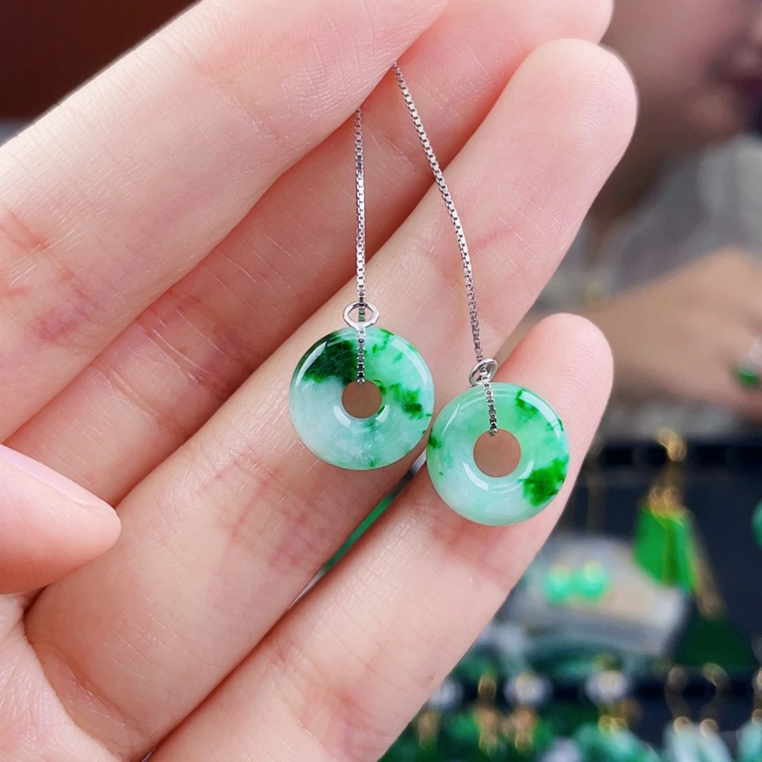 翡翠银S925镶嵌耳饰饰品