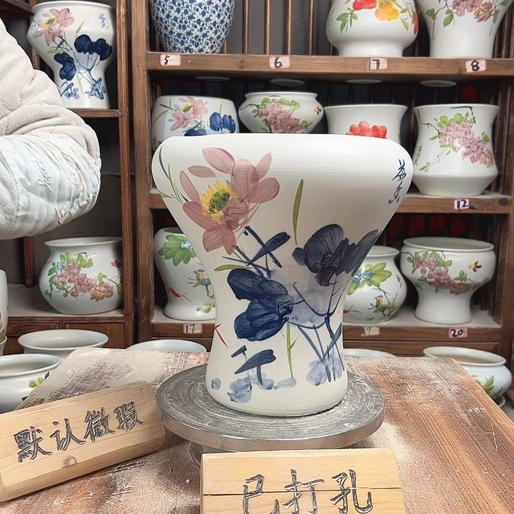 摆件火窝青花荷花新款陶瓷陶瓷