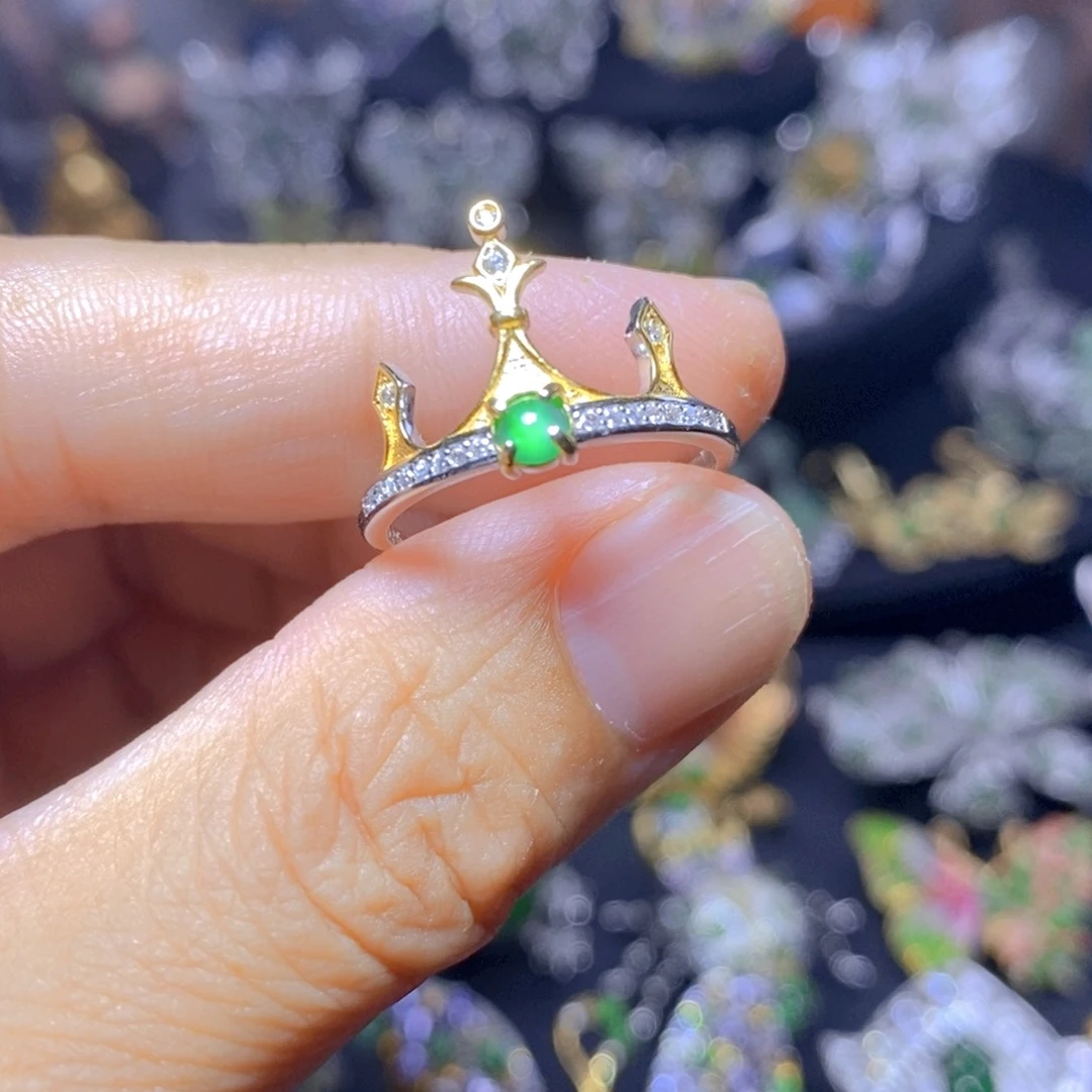 翡翠银S925镶嵌吊坠(不含链)天然翡翠