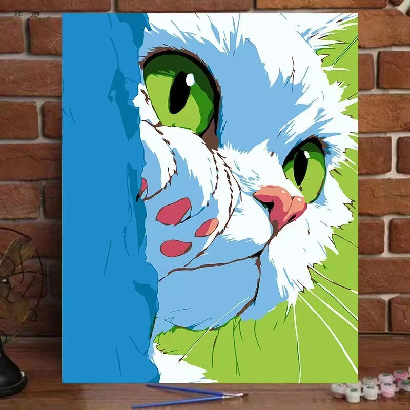 diy数字油画手工填色亚马逊风格动物治愈解压手绘动物房间装饰画