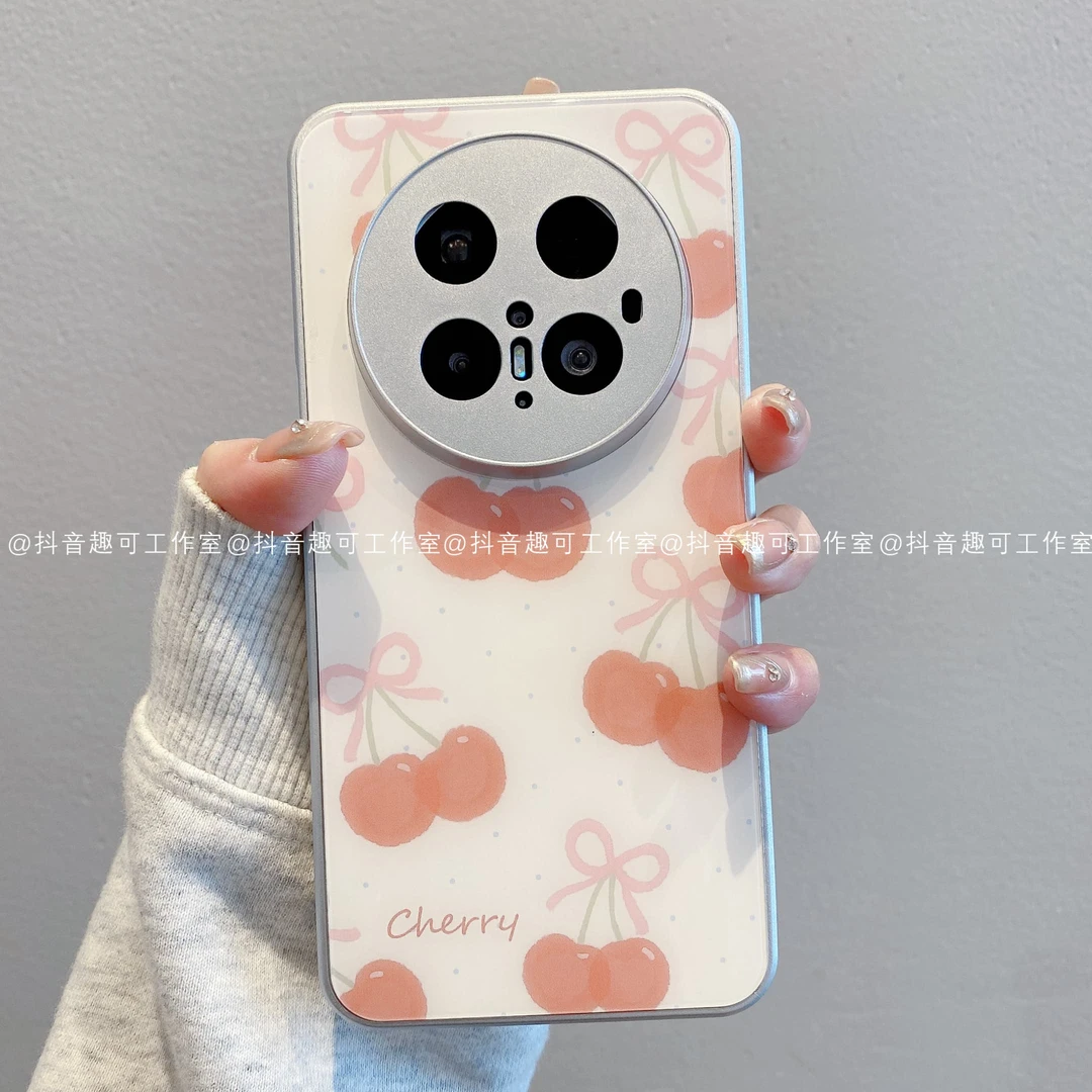 （华为mate系列）金属玻璃适用华为mate70pro/60/50/40手机壳潮樱桃