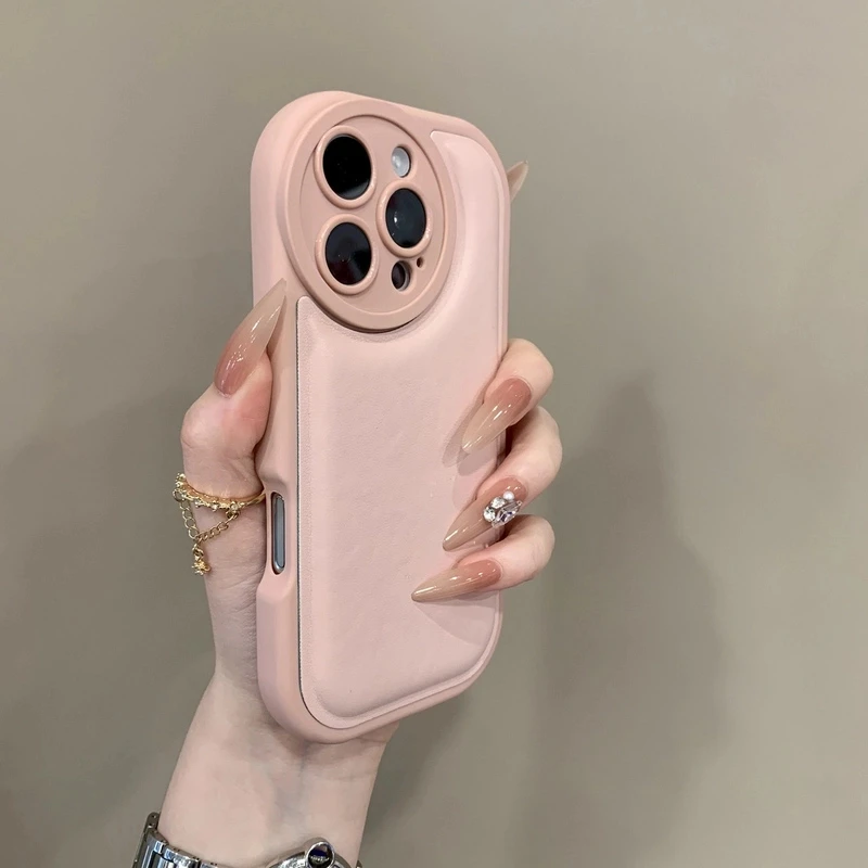 小众气垫皮纹防摔适用iPhone16promax手机壳15pro个性14网红13/12