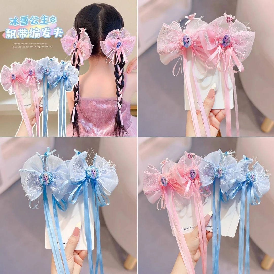 儿童蝴蝶结飘带发夹公主超仙汉服头饰女童中国风发卡冰雪奇缘发夹