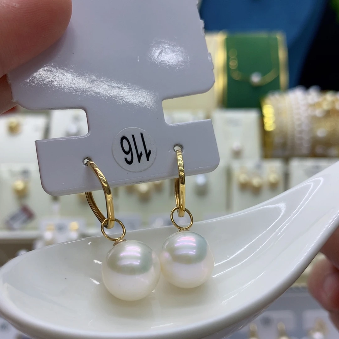 淡水珍珠耳饰18K金镶嵌