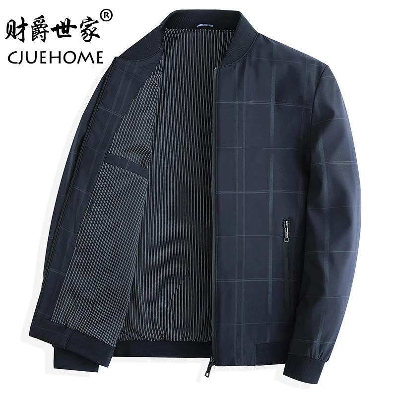 K338  爸爸春秋装上衣2023新款格子外套男士休闲冬季夹克衫