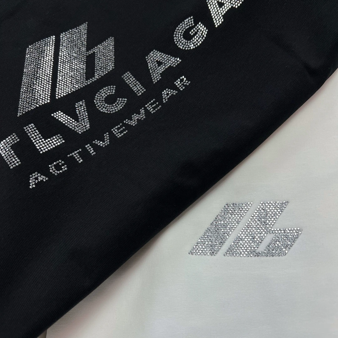 【018-ba烫钻LB】2025春夏新款奢品男女同款重磅情侣时尚休闲T恤