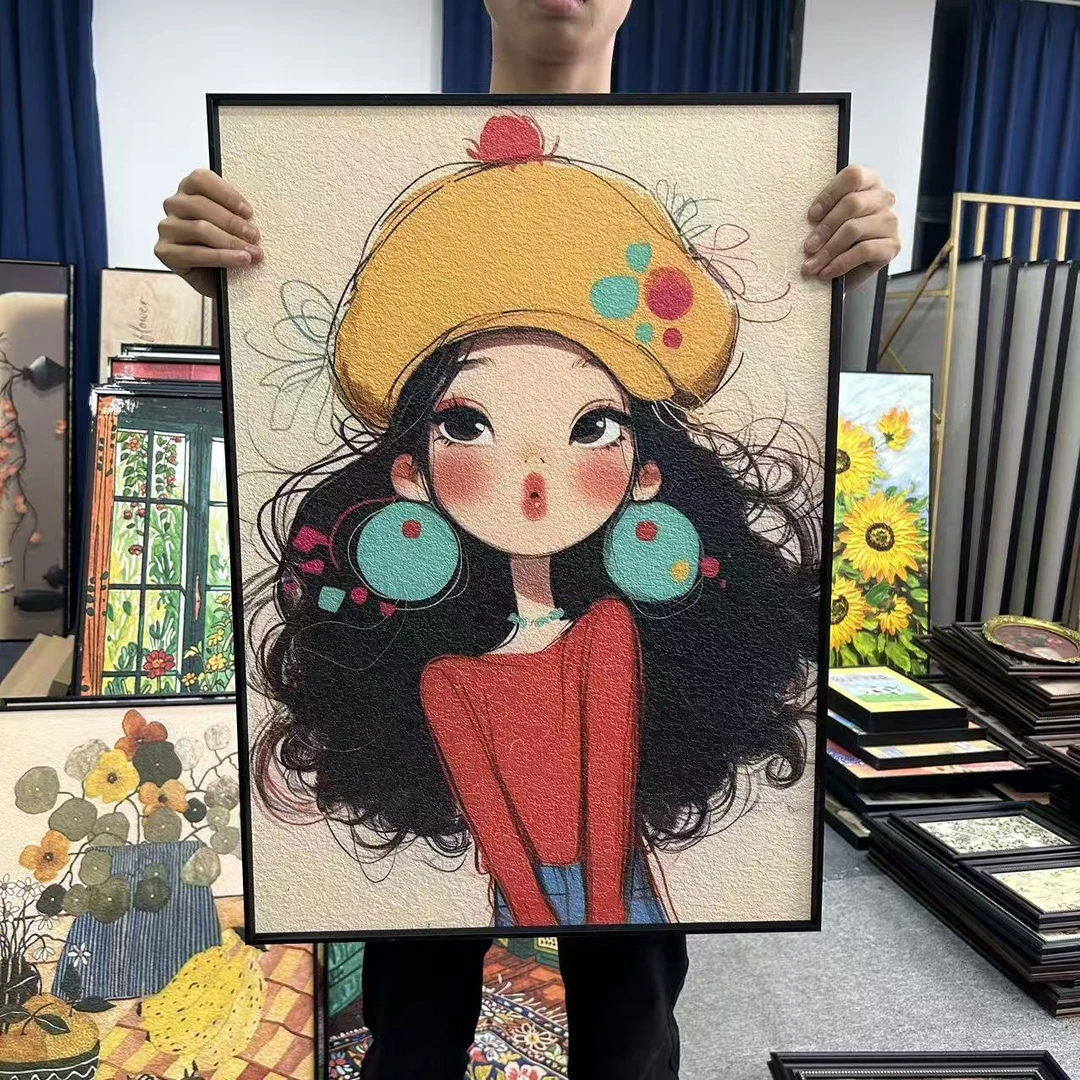 萌系多巴胺女孩装饰画适合卧室床头与客厅挂画5070